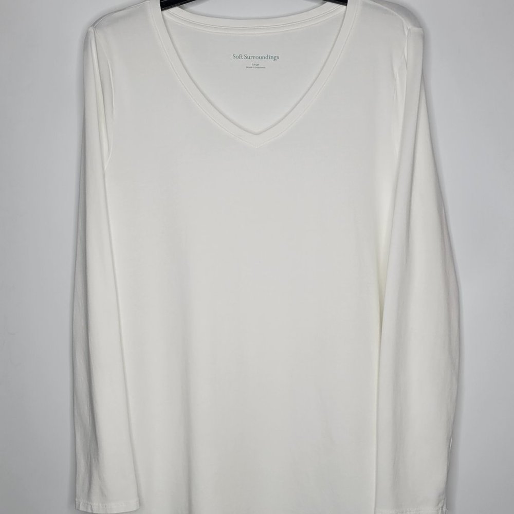 Soft Surroundings Top Tunic Long Sleeve Women's Large White